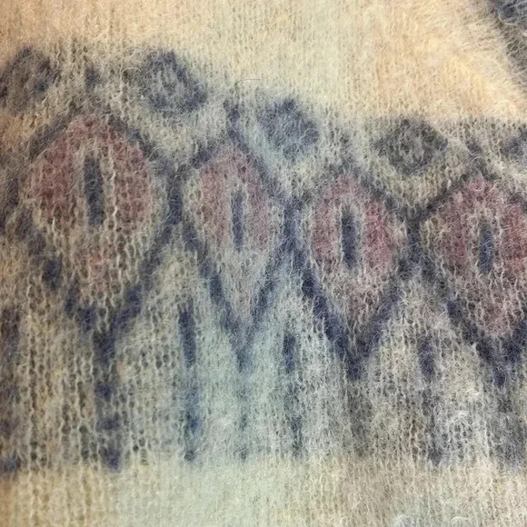 100% Wool Fair Isle Zip Up Jacket Made in Iceland Neutral Shrunk ☹️ Sz S-M - Picture 4 of 12